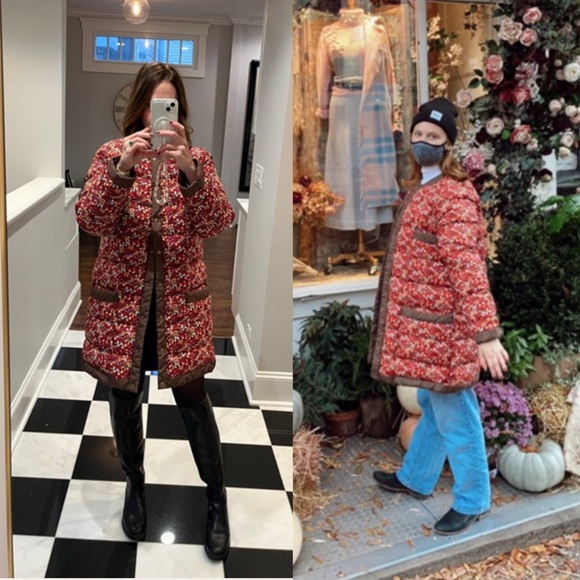 Anna Sui Anthropologie Pop-Pourri Posies Floral Puffer Coat Large - Picture 3 of 12